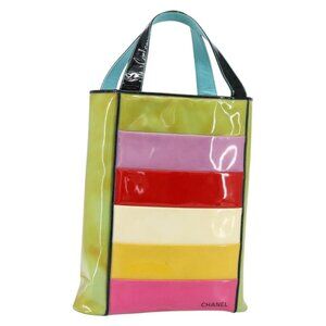 CHANEL Tote Bag Enamel Multicolor Gold CC Auth BA8262